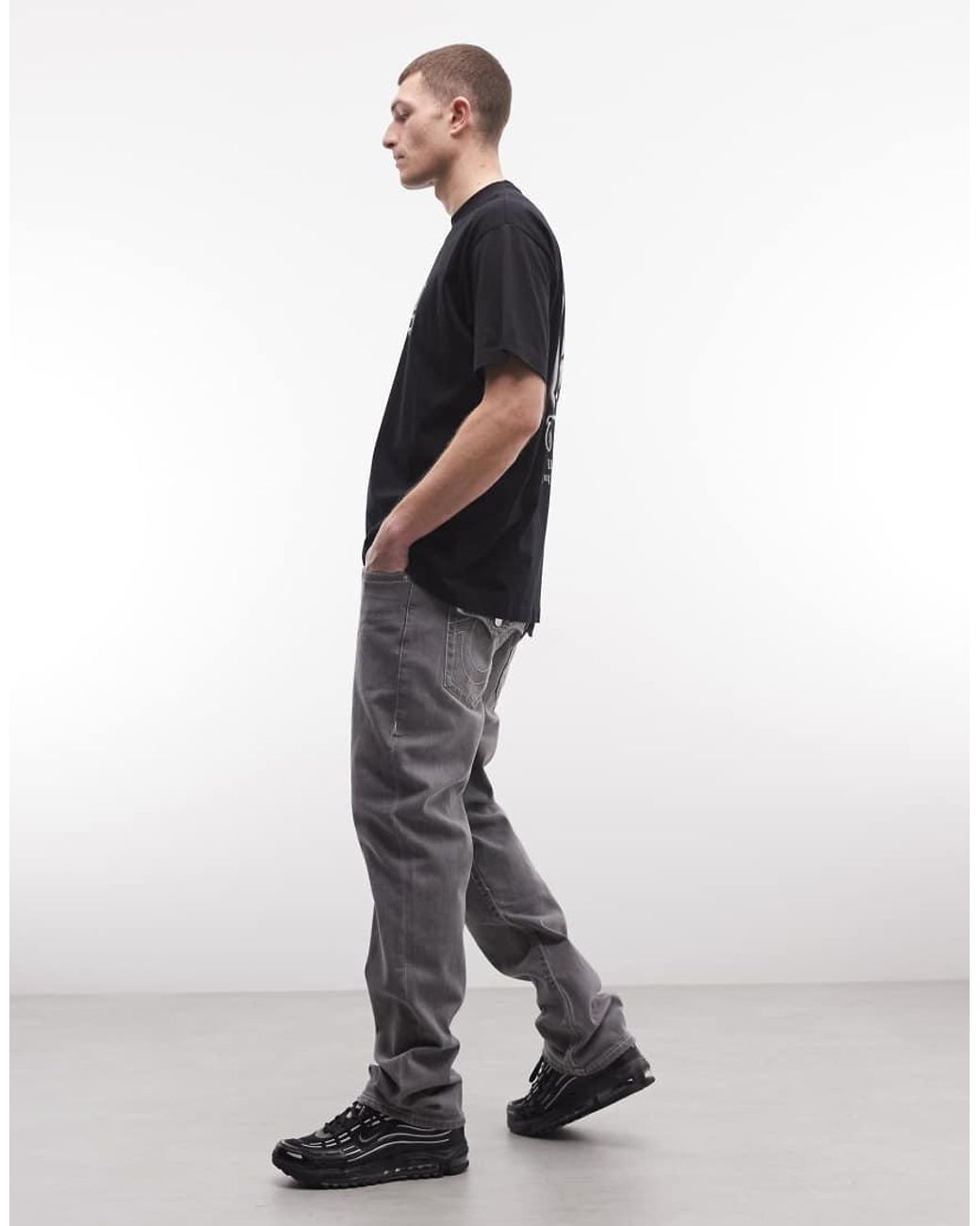 True Religion Gray Ricky Straight Jeans for men