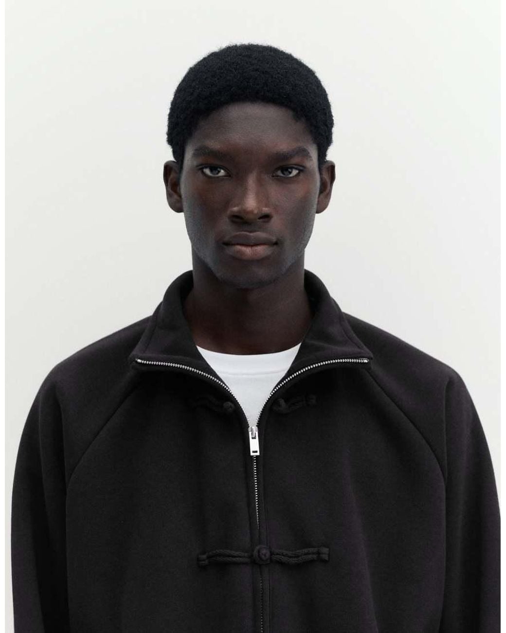 Pull&Bear Black Zip-Up Sweatshirt With Fireman Clasp for men