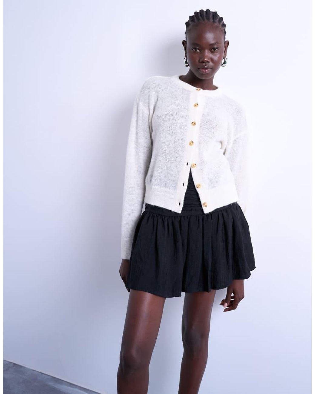 TOPSHOP White Drop Waist Mini Skirt
