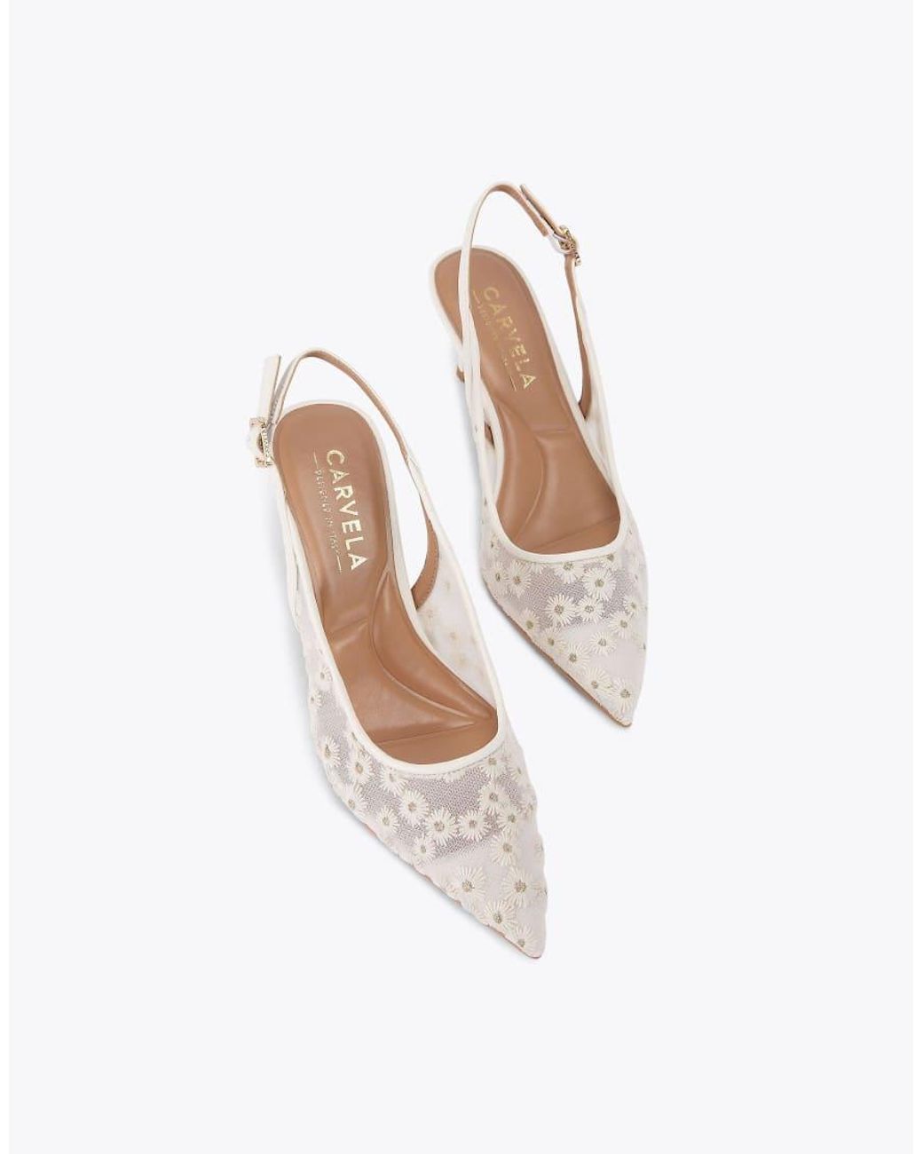 Carvela Kurt Geiger White Positano Sling Low Heeled Shoes