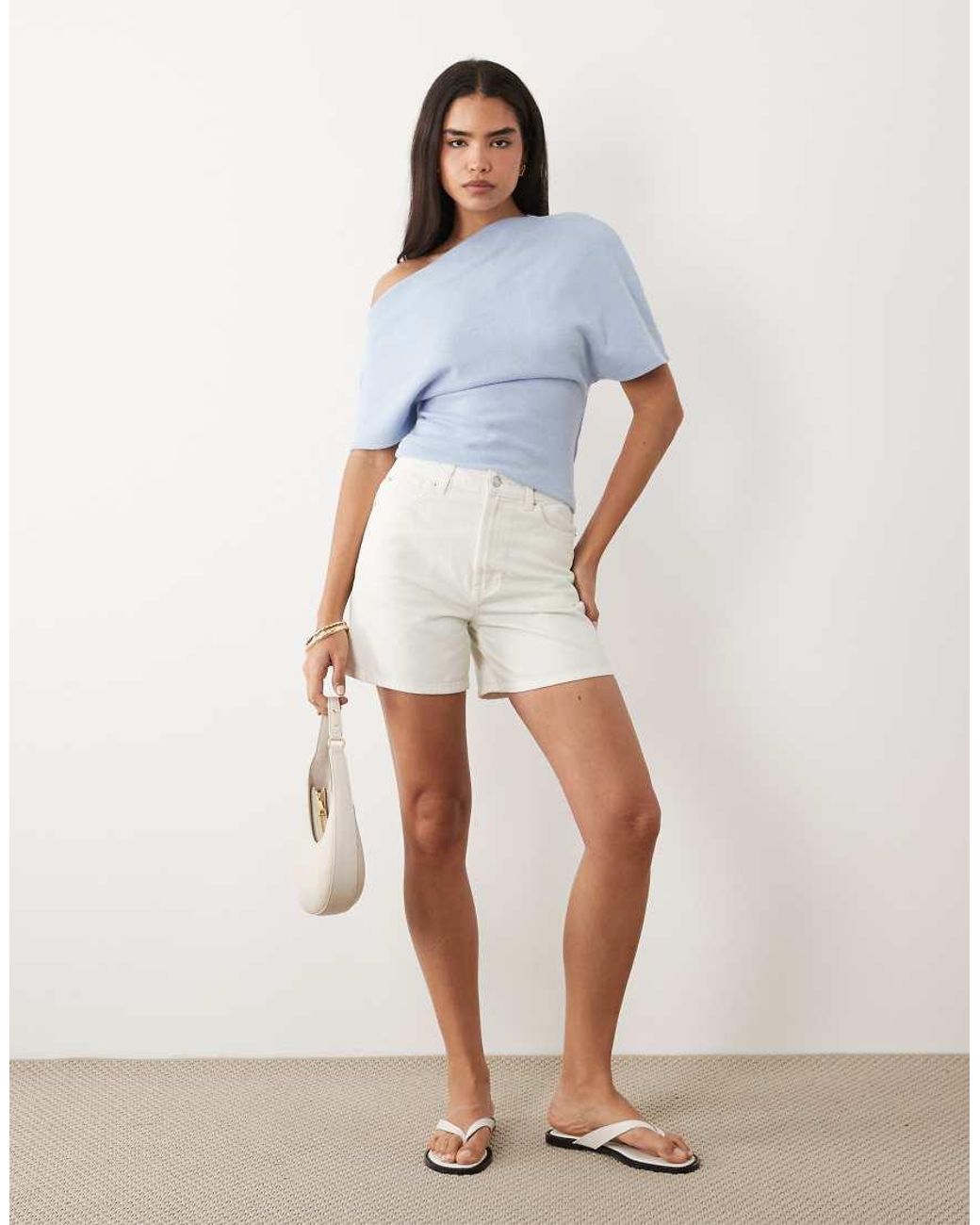 Gina Tricot Blue Soft Asymmetric Top