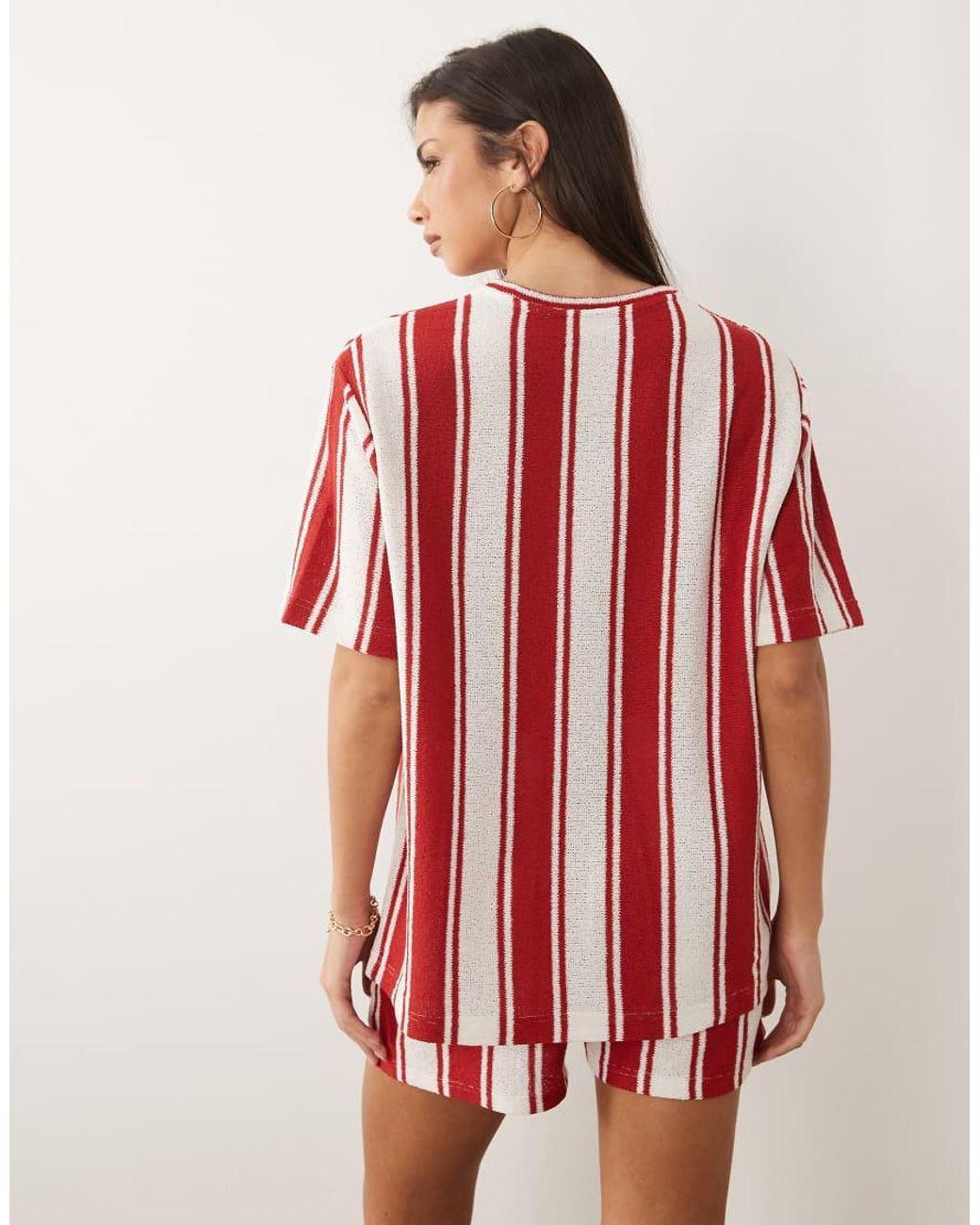 ASOS Red Knitted Jersey Oversized Top Co-ord
