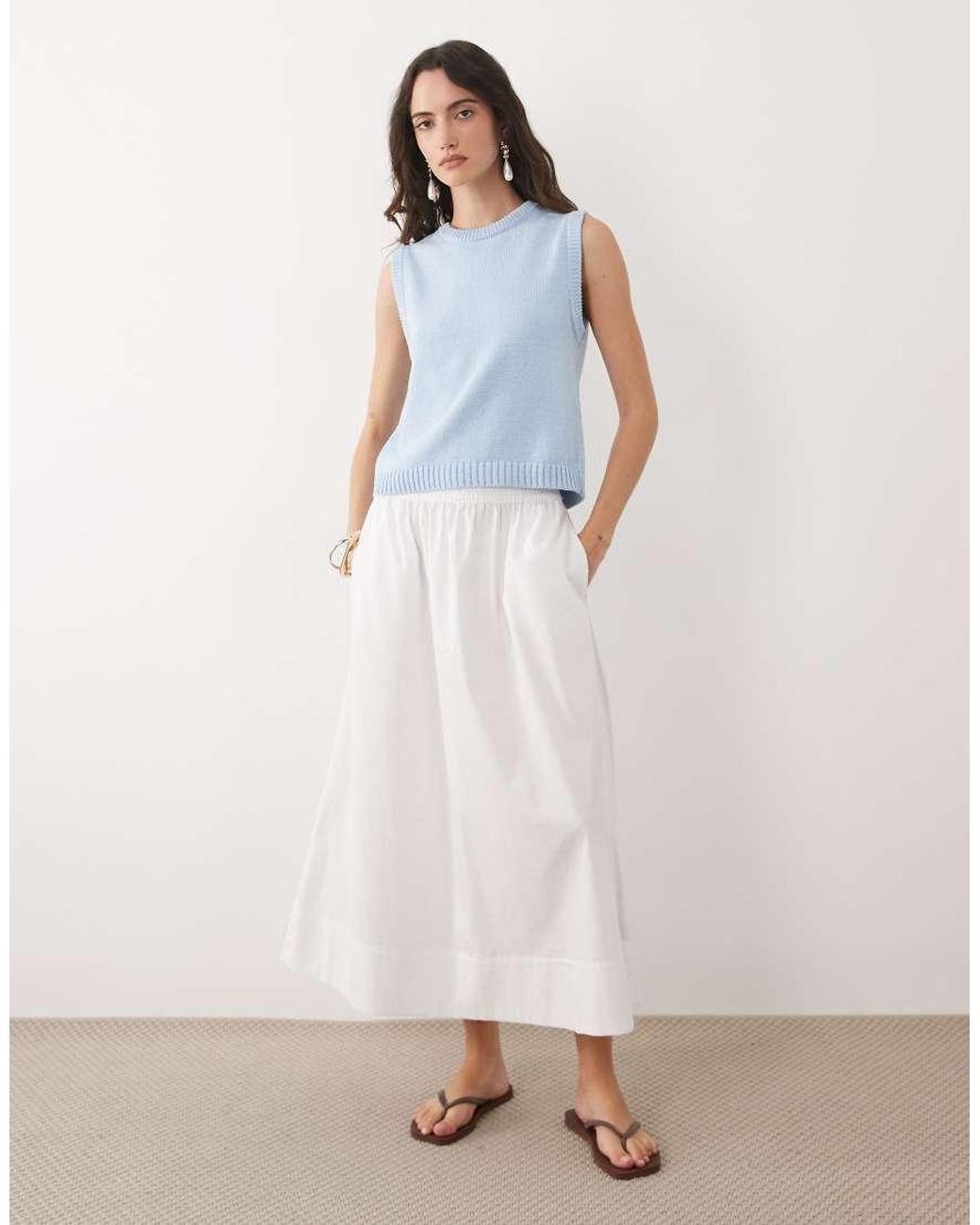 ASOS Blue Knitted Cotton Blend Tank Top