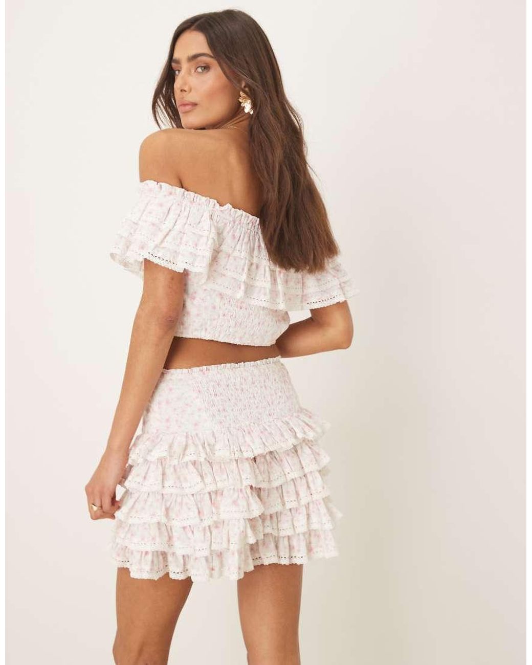 Amy Jane London Natural Gaia Frill Mini Skirt Co-ord