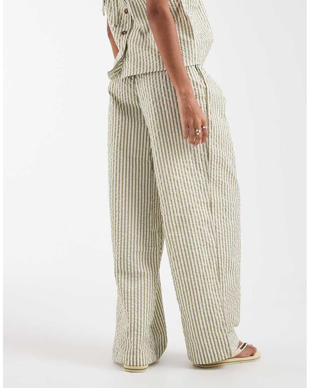 ASOS Natural Seersucker Co-ord Volume Trouser