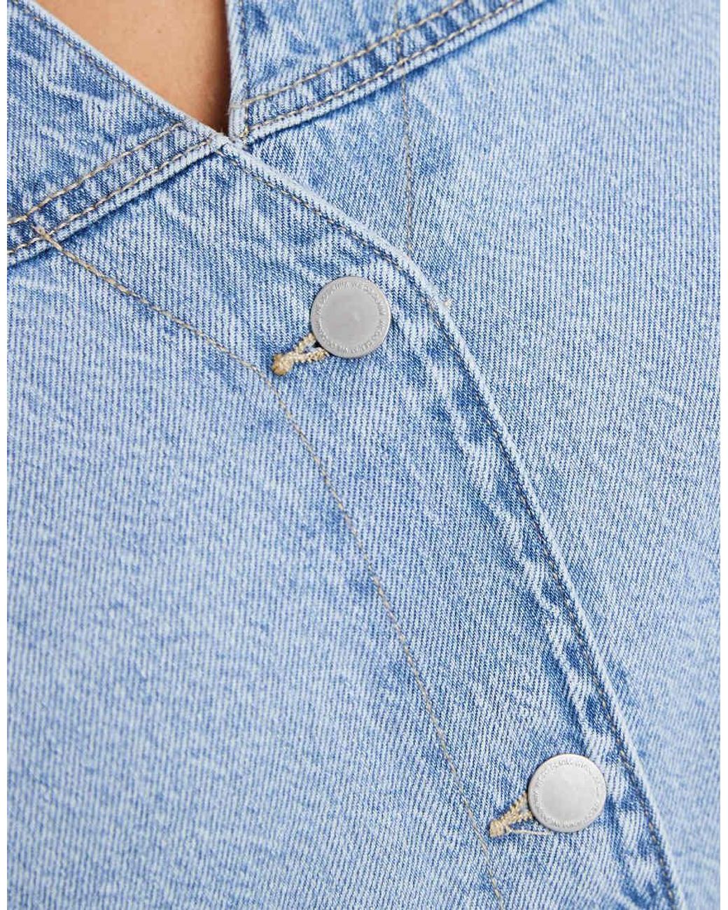 Vero Moda Blue Short Sleeve Button Front Denim Mini Dress