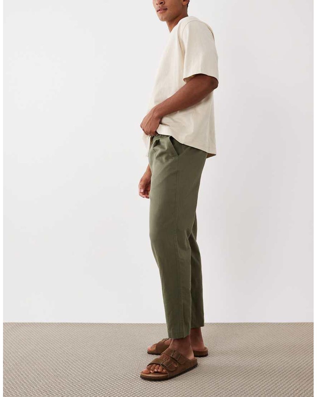 Mango Natural 100% Linen Straight Fit Trousers for men