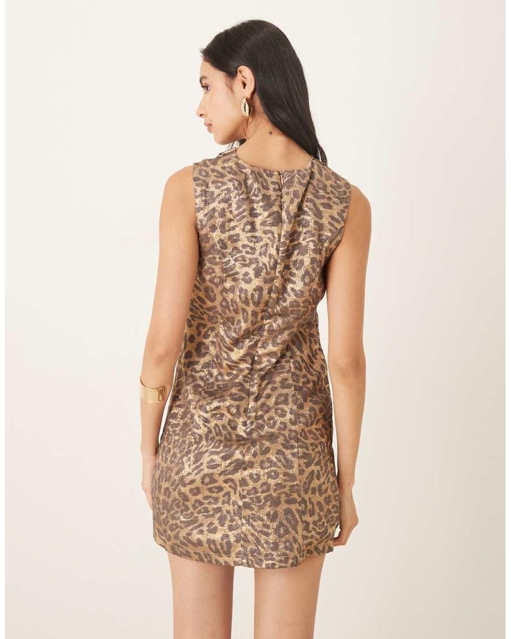 Ghospell Natural Cowl Neck Mini Dress