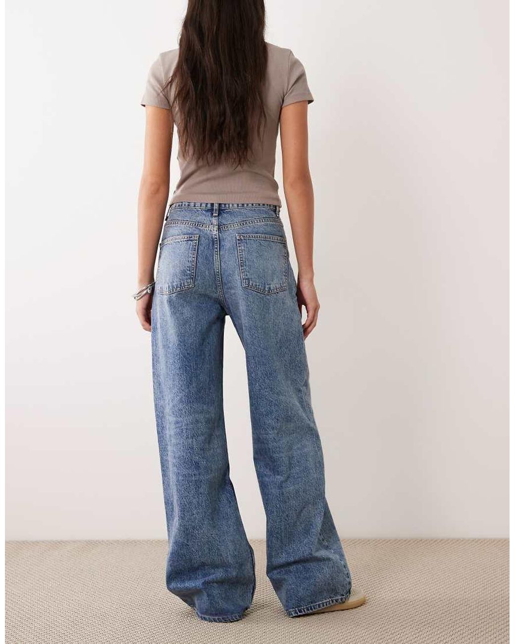 ASOS Wide Leg Dad Jean With Crossover Waist in Blue | Lyst UK