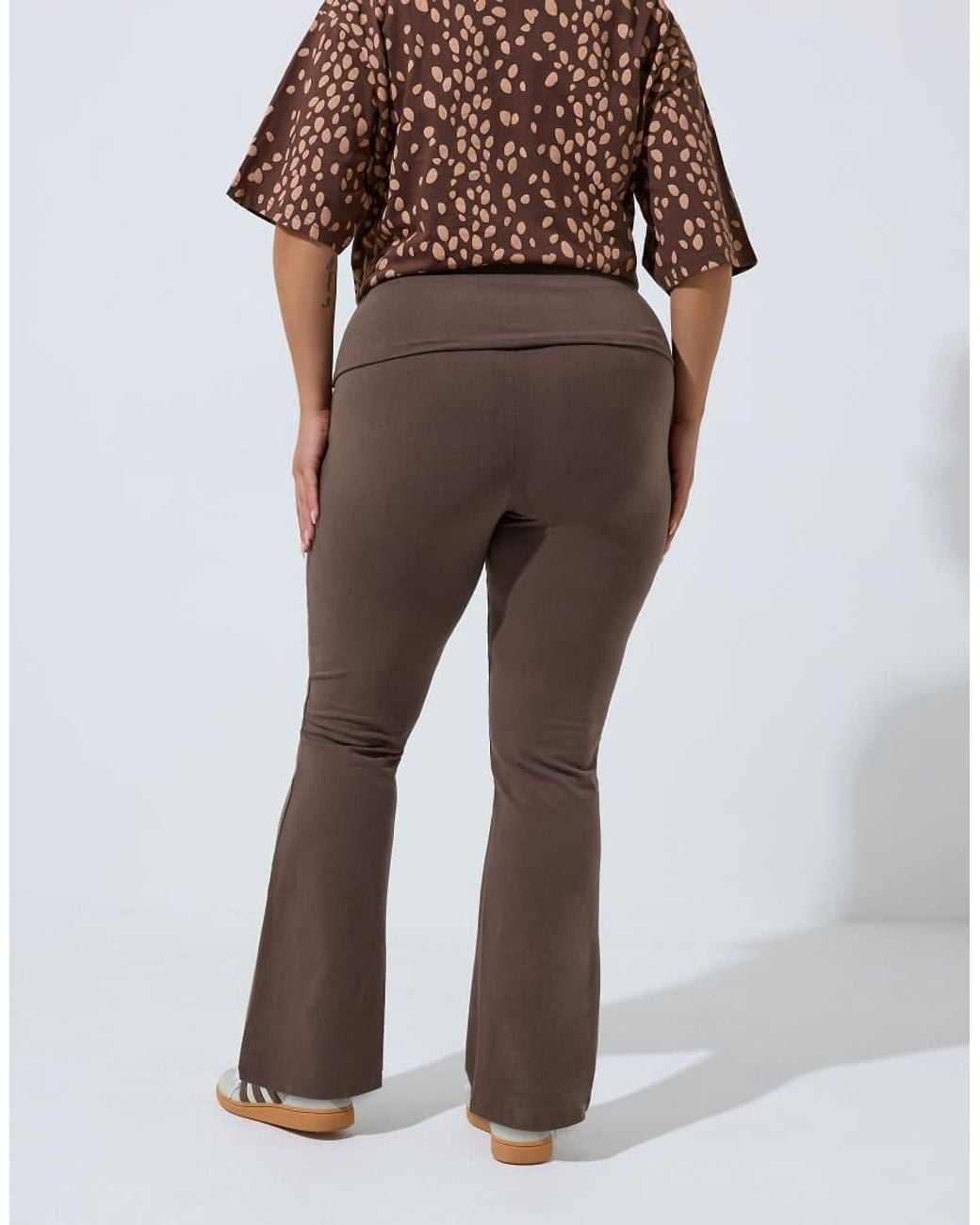 Yours Clothing Brown Fold Over Flared Leggings