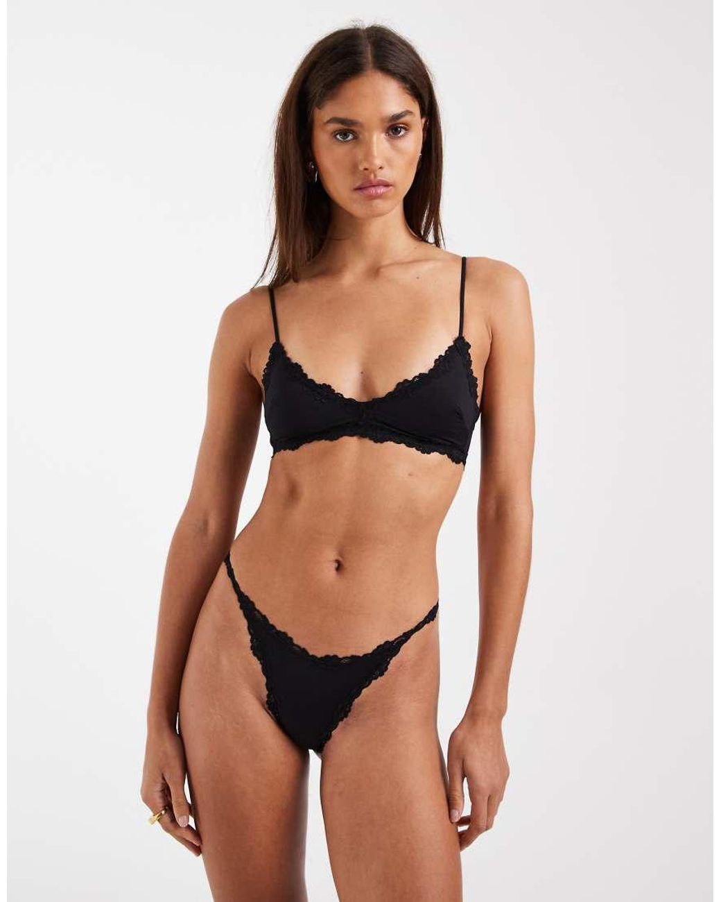 Free People Black Intimately Fp Charlie V-neck Ribbed Bralette