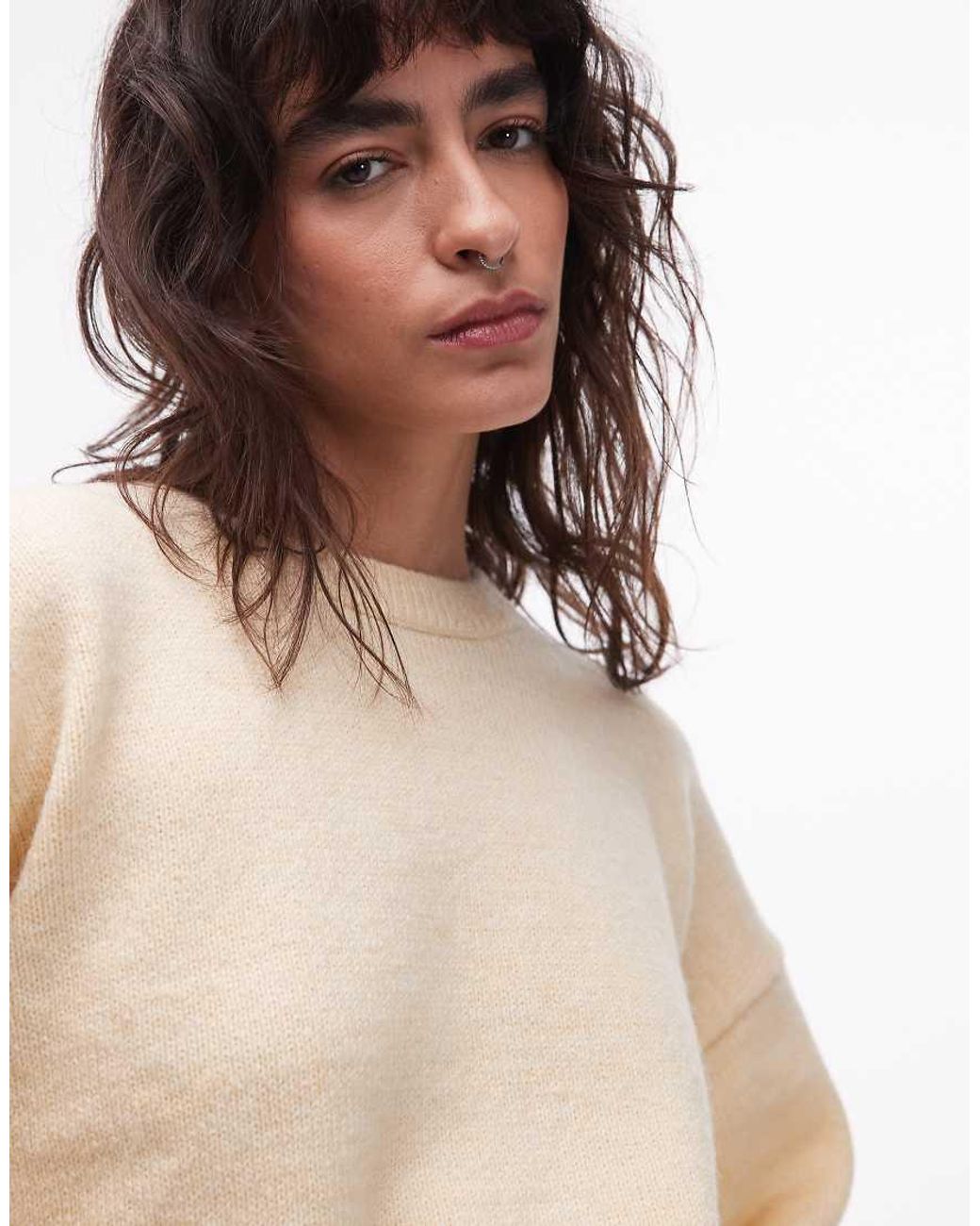ASOS Blue Fluffy Wide Sleeve Knitted Jumper