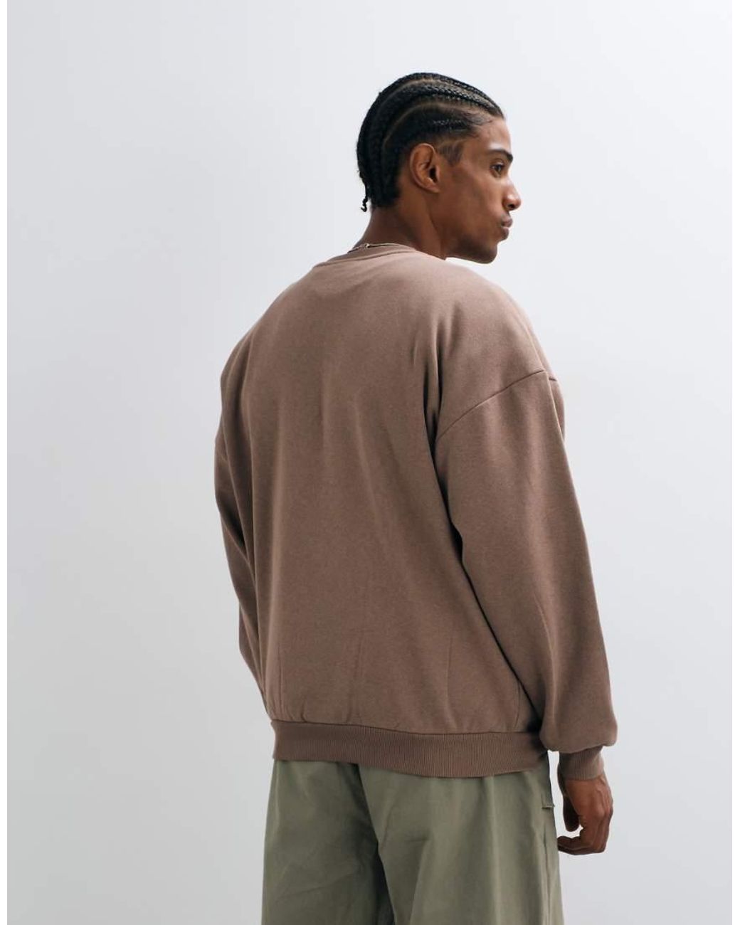 Only & Sons Brown Oversized Crew Neck Sweatshirt With Leave Blank Varsity Print for men