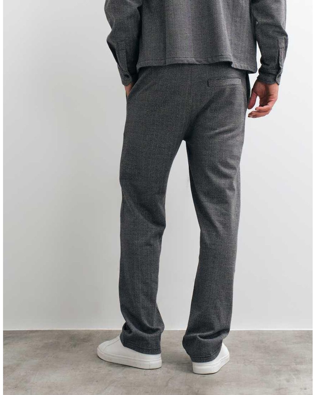 PEGADOR Gray Tivoli Wide Leg Herringbone Smart Trouser Co-ord for men