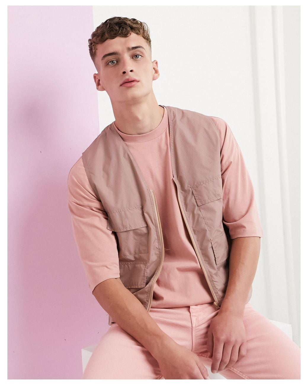 ASOS Utility Gilet in Pink for Men 