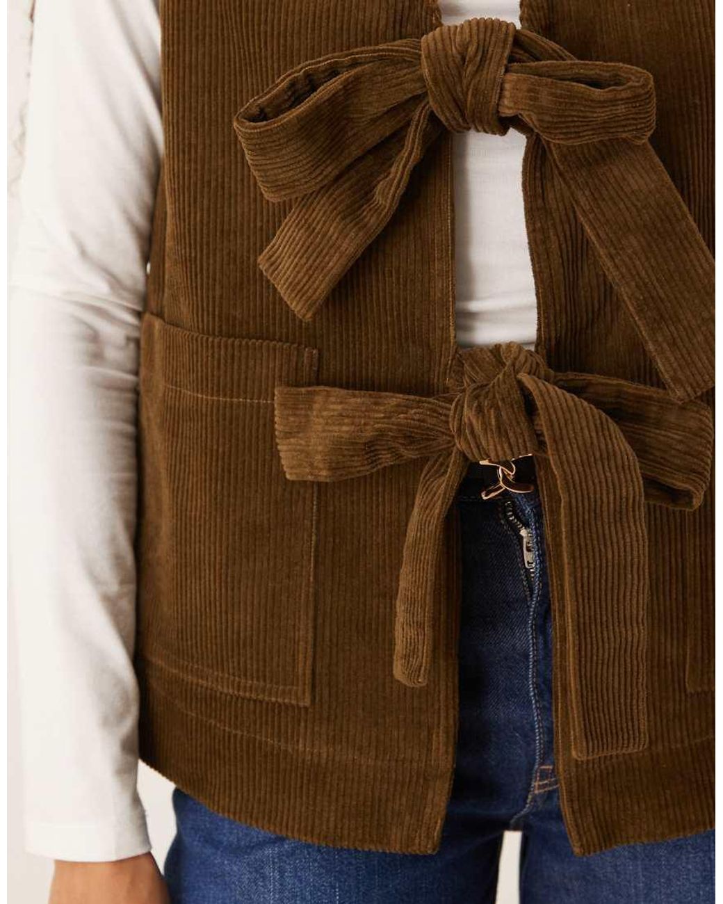 Glamorous Brown Tie Front Waistcoat