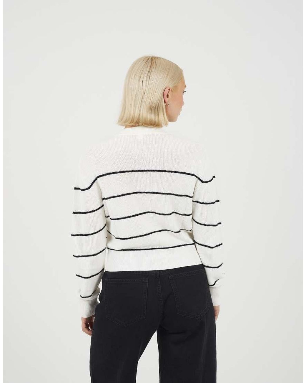 Brave Soul White Striped Fisherman Knit Cardigan