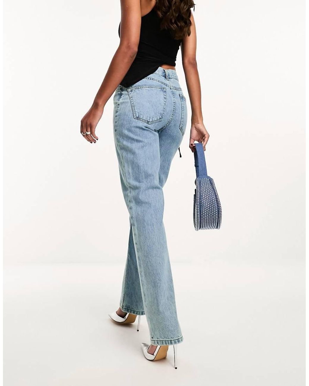 ASOS Blue Mid Rise Straight Jeans