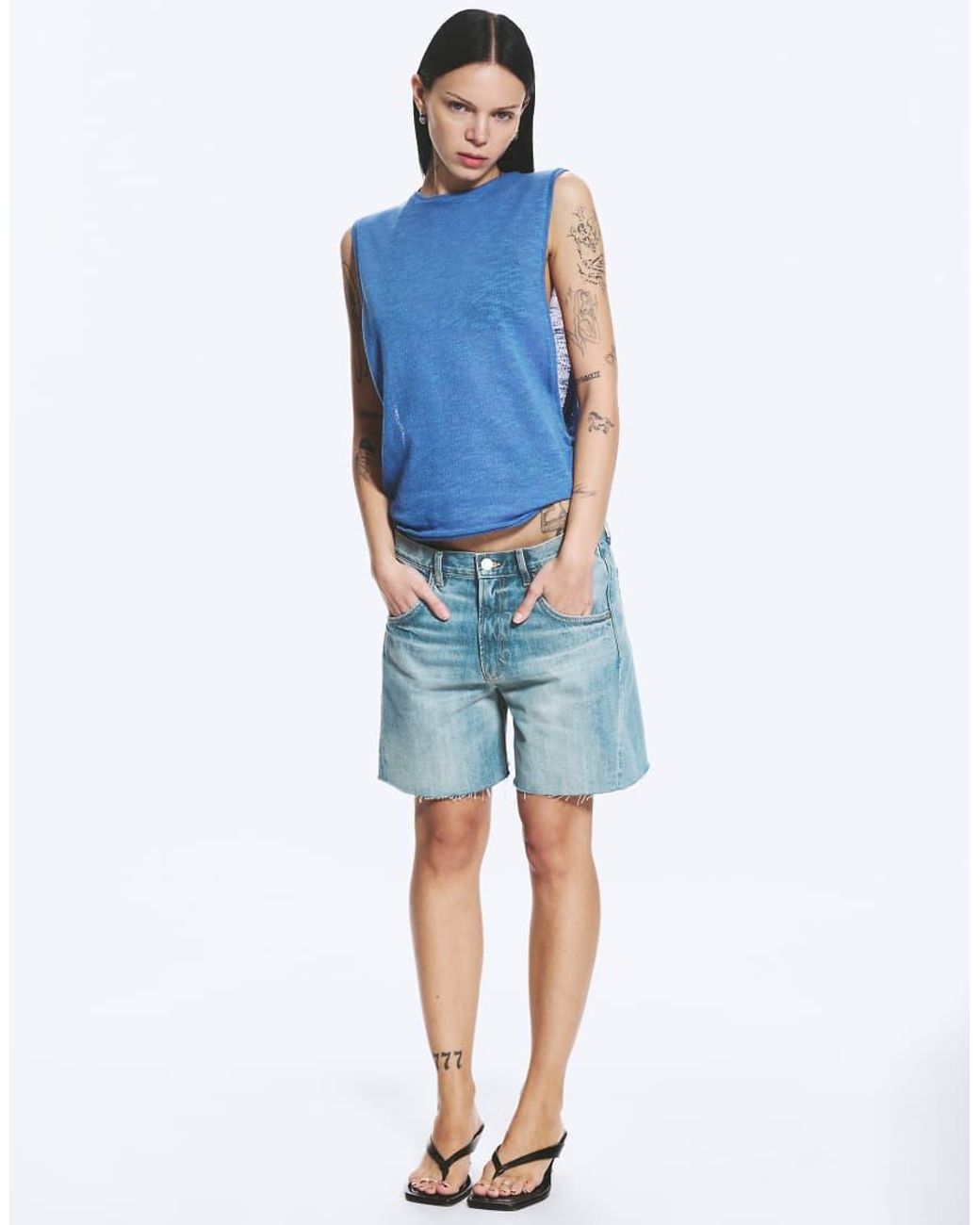 Weekday Blue Dropped Armhole Tank