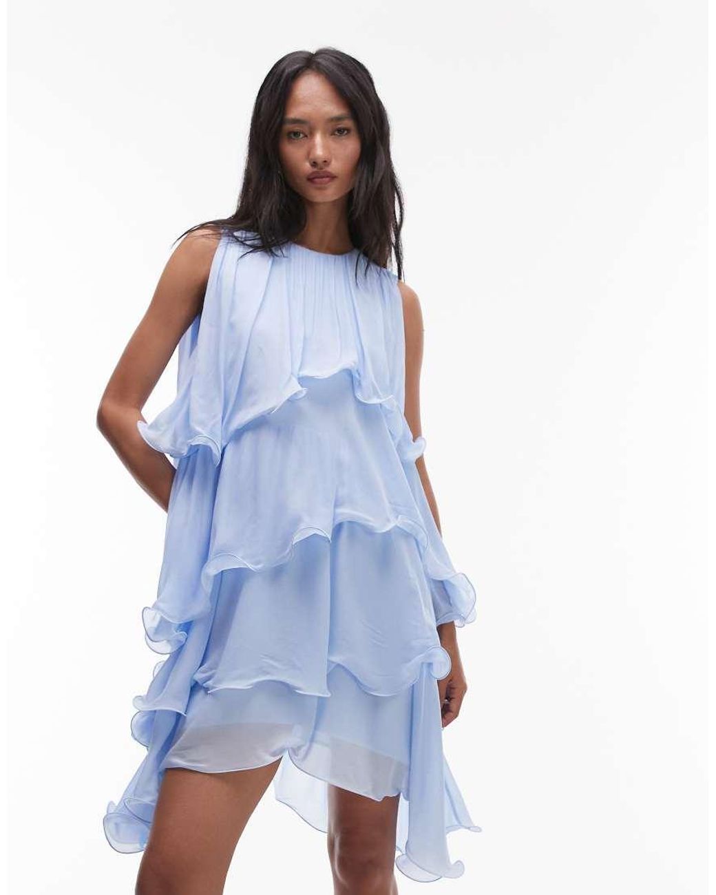 & Other Stories Blue Floaty Chiffon Midi Dress