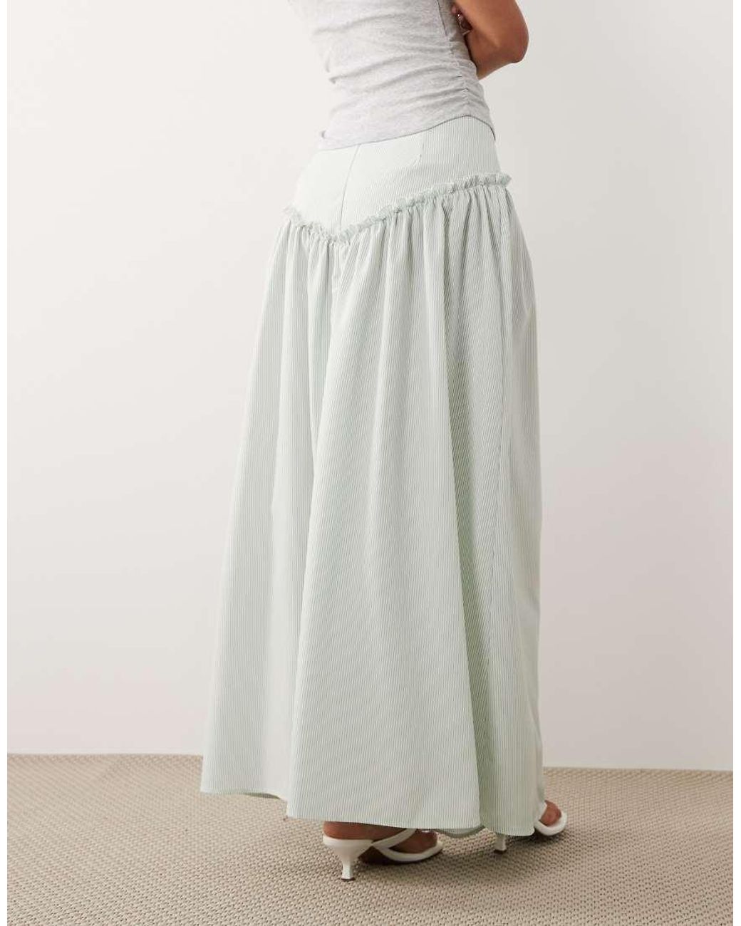 BRONZE SNAKE White Drop Waist Detail Maxi Skirt