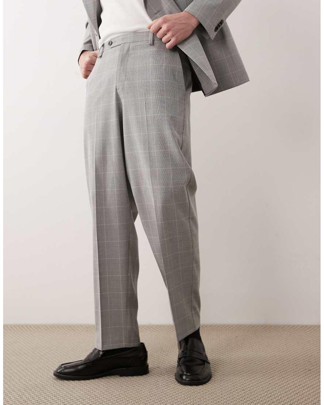 ASOS Gray Relaxed Tapered Suit Pants for men