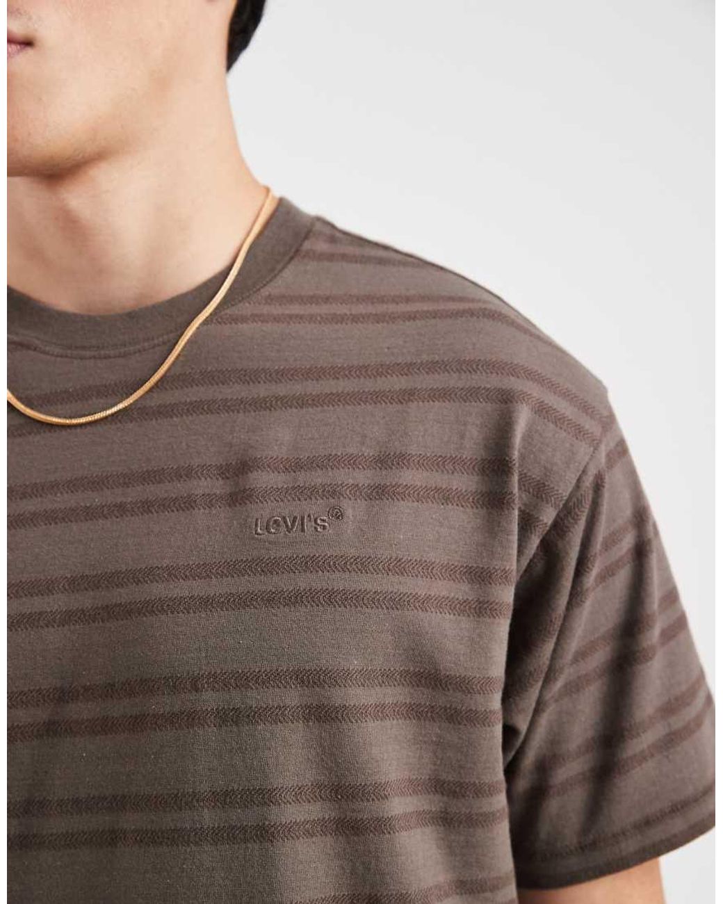 Levi's Brown Striped T-shirt for men