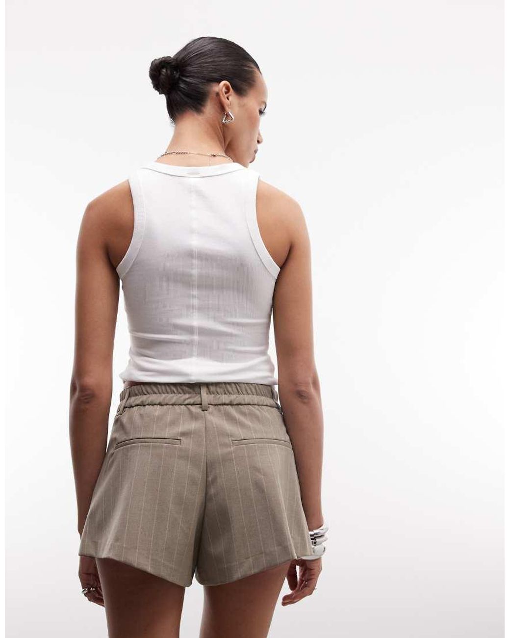 Monki White Pleated Tailored Shorts