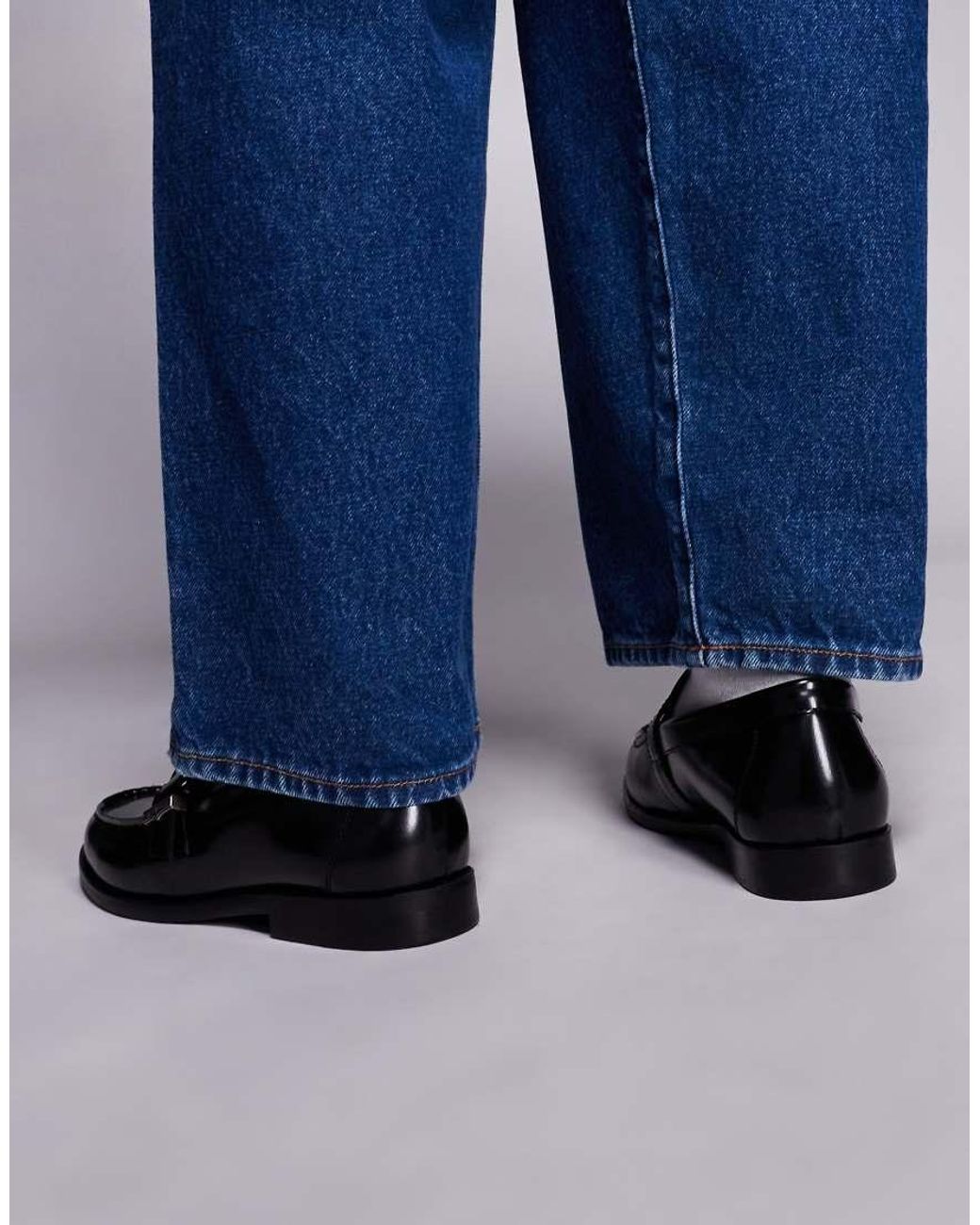 Steve Madden Blue Alcona Buckle Detail Penny Loafers for men