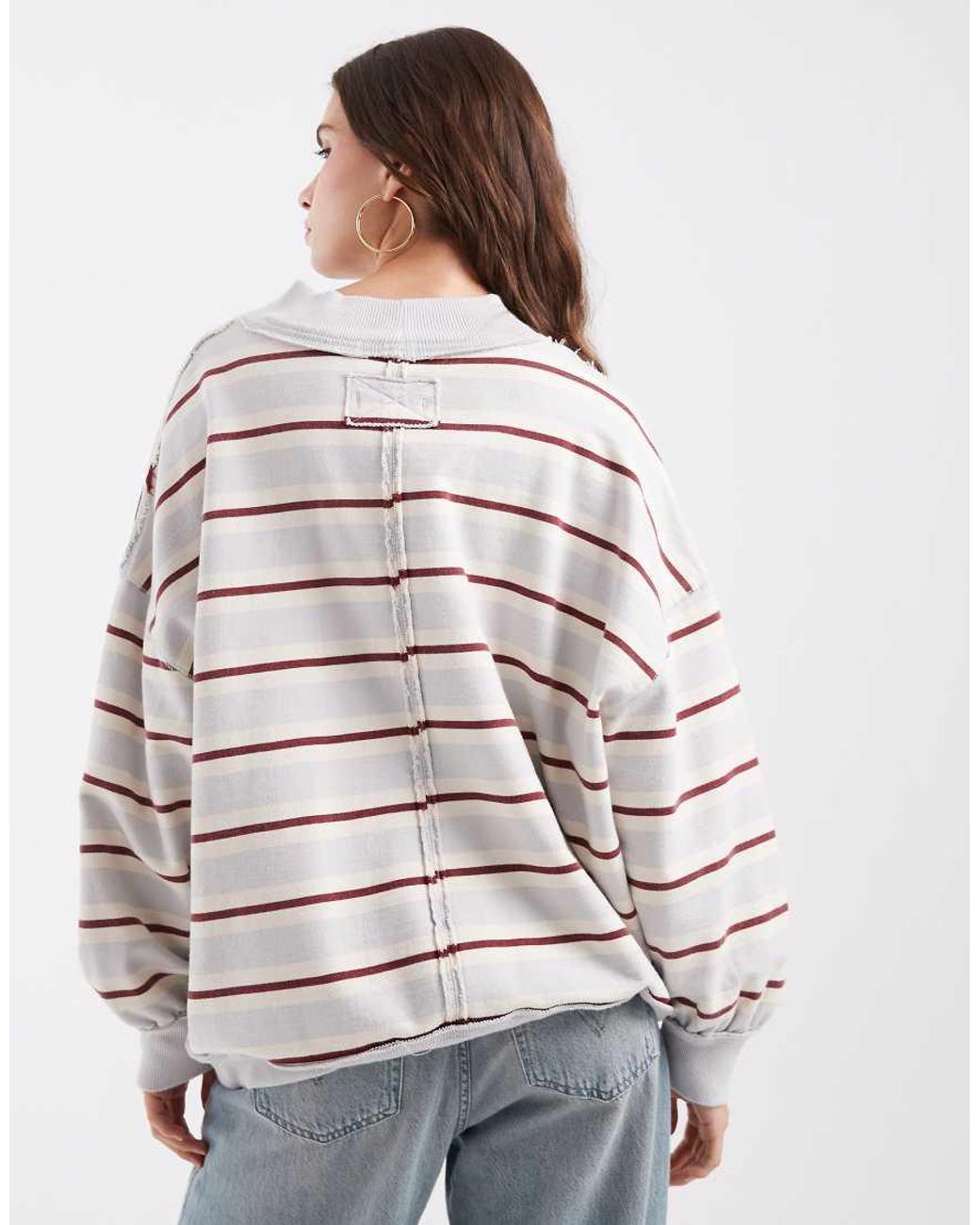 Free People White Palm Spring Boxy High Neck Sweatshirt