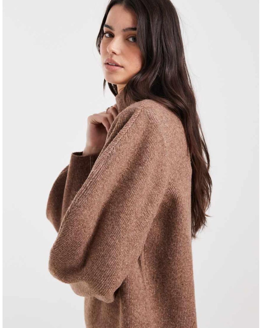 ASOS Brown Shoulder Pad Extreme Sleeve Mini Dress
