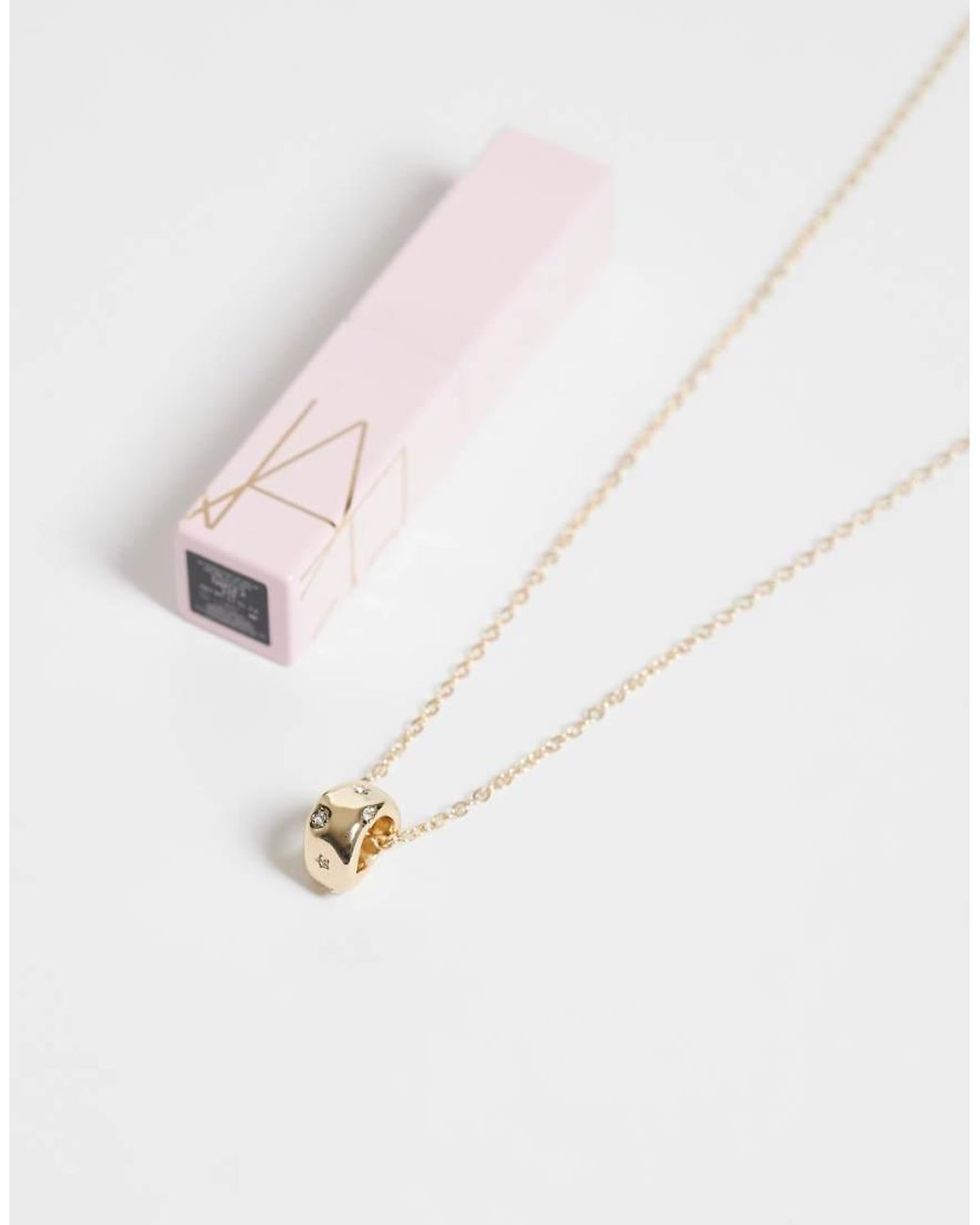 ASOS White Fine Chain Necklace With Round Pendant