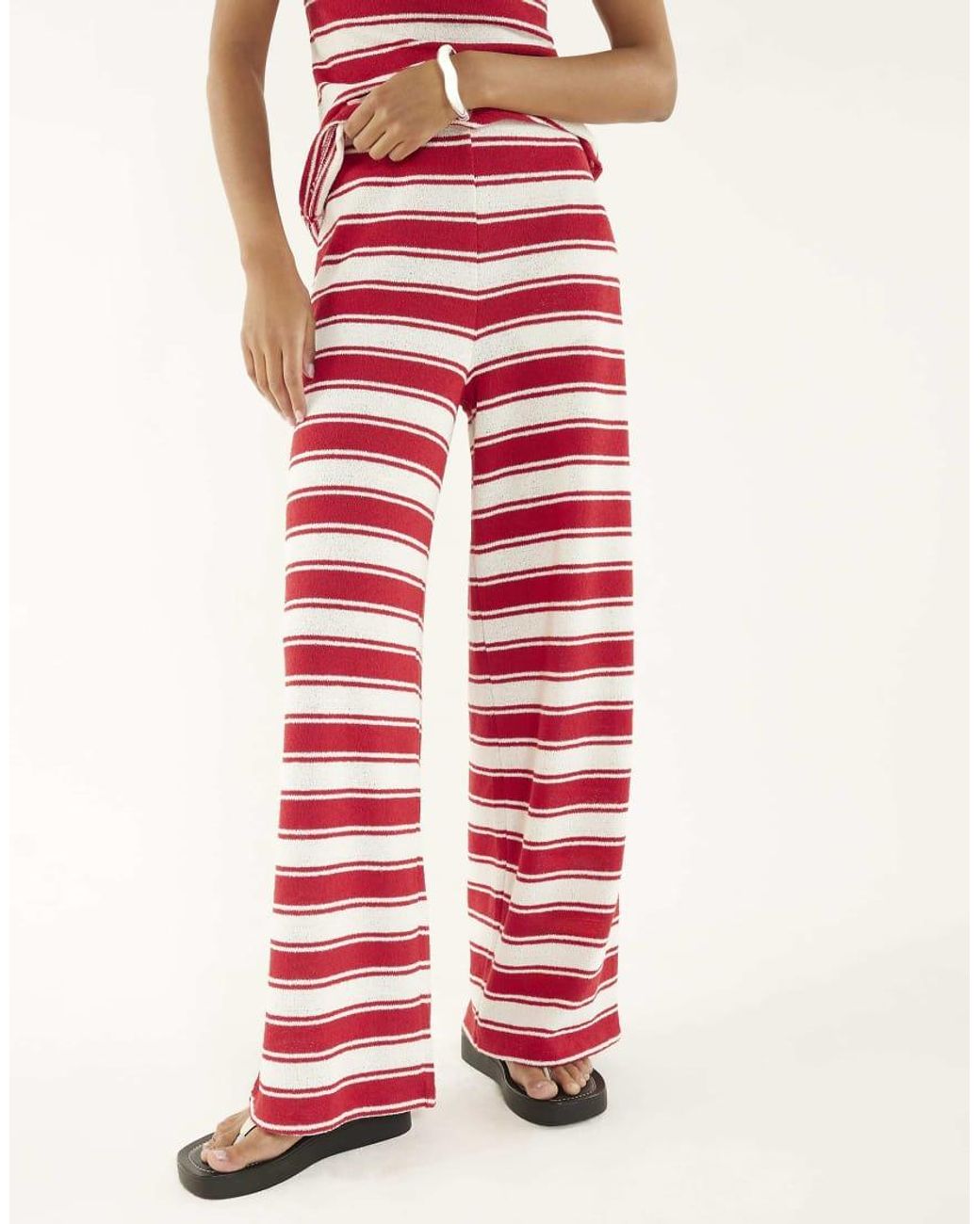 River Island White Stripe Wide Leg Trousers
