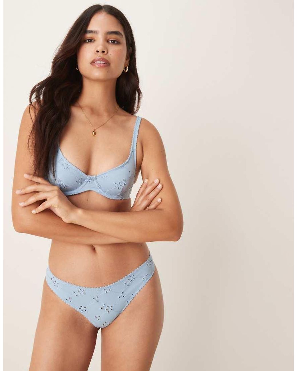 Free People Blue Broderie Pants