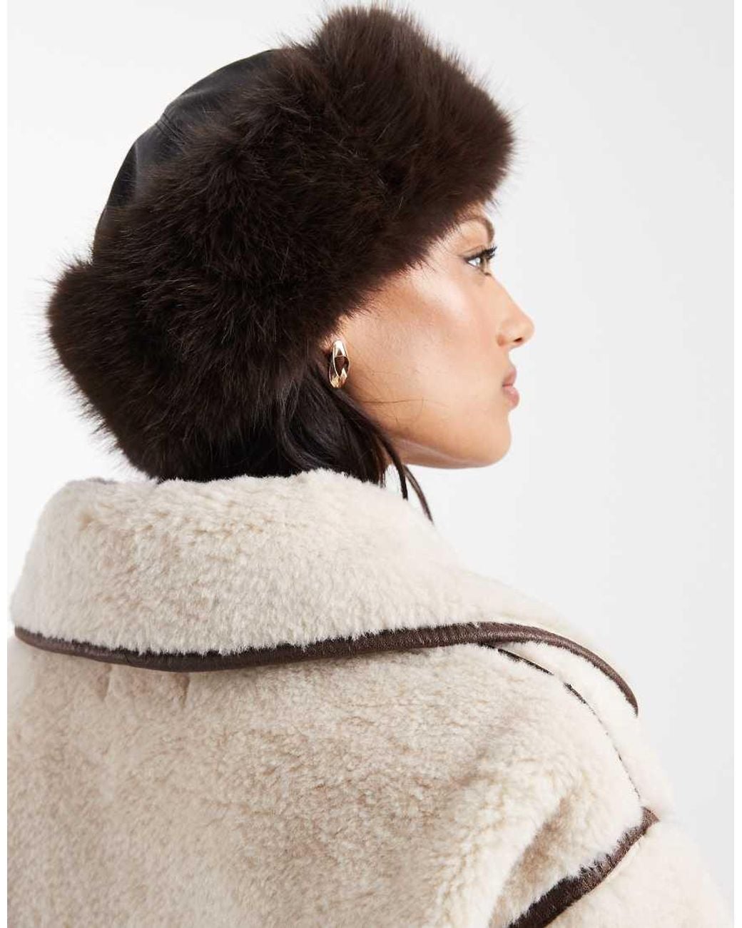Object Brown Faux Fur Winter Hat