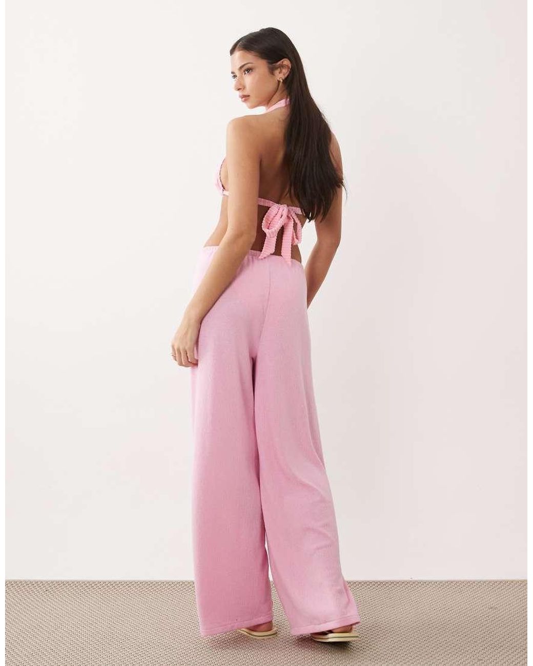 South Beach Pink Wide Leg Knitted Trouser