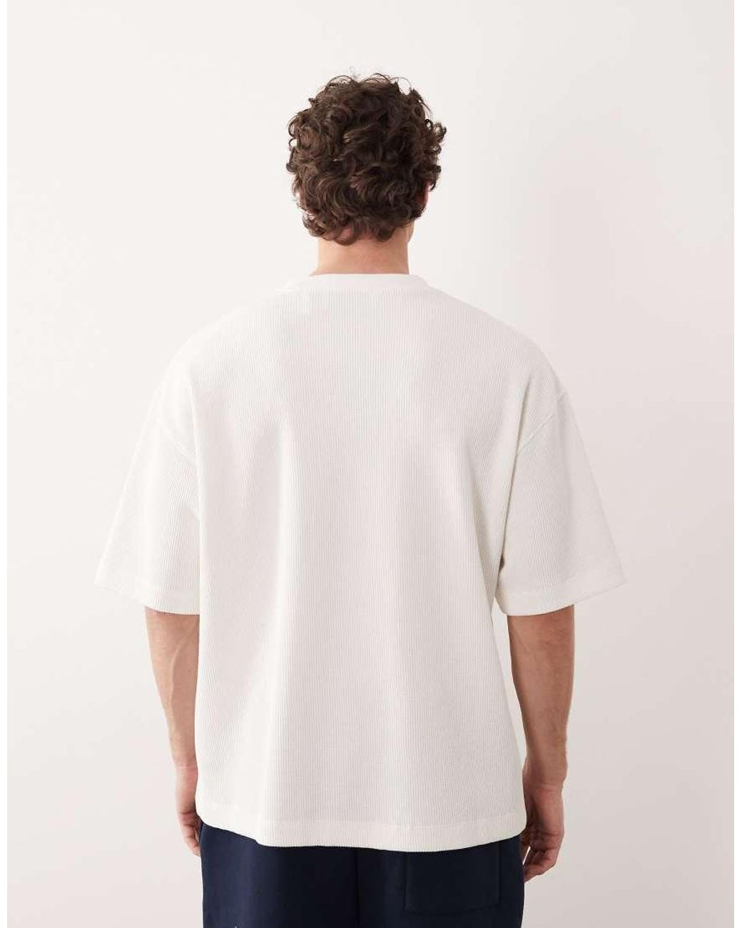 ASOS COLLECTIVE White Super Heavyweight Oversized Waffle Texture T-Shirt for men