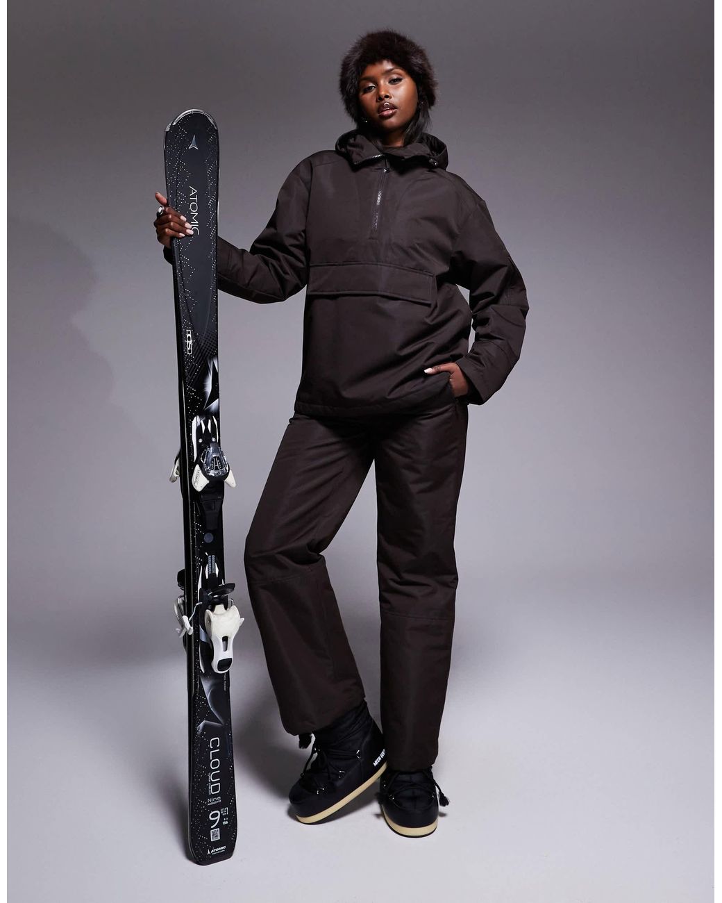 Threadbare Gray Co-ord Ski Overhead Jacket With Hood