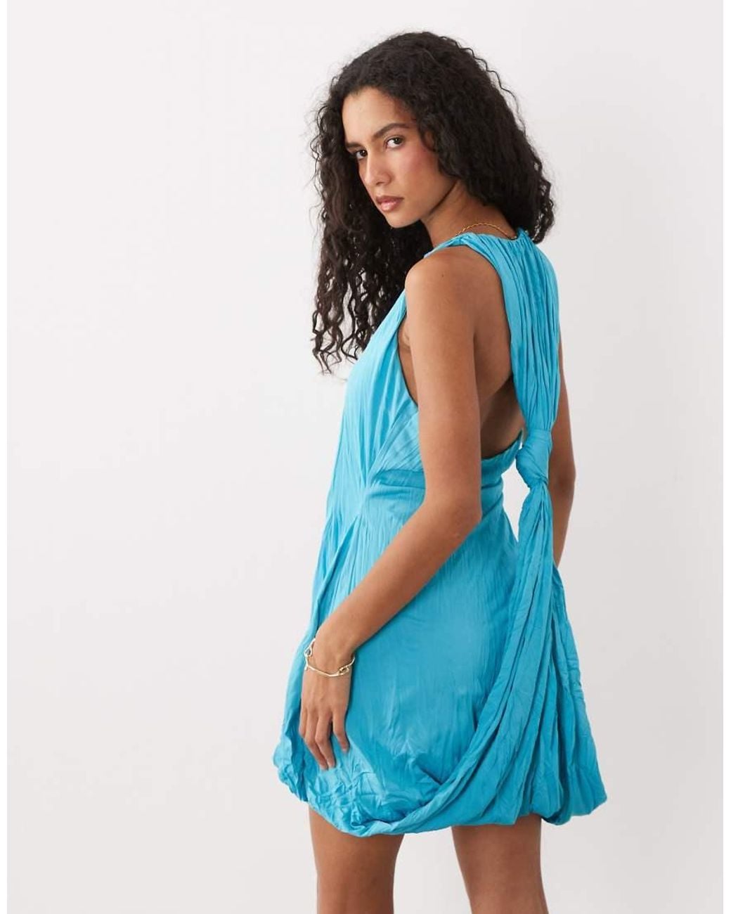 ASOS Blue Racer Open Back Knot Detail Midi Dress