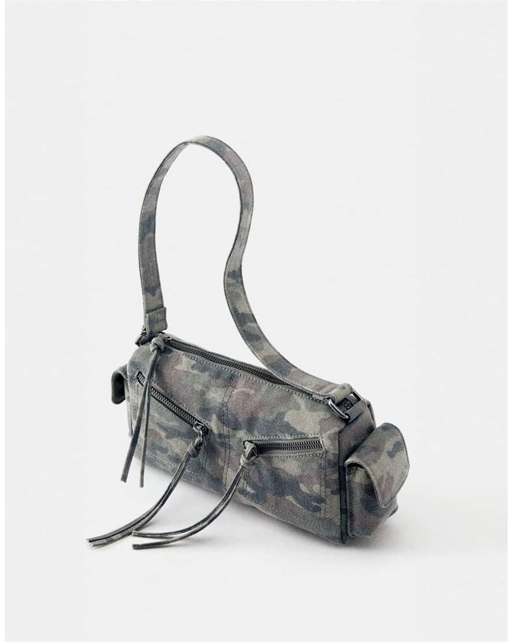 Pull&Bear Gray Printed -pocket Shoulder Bag