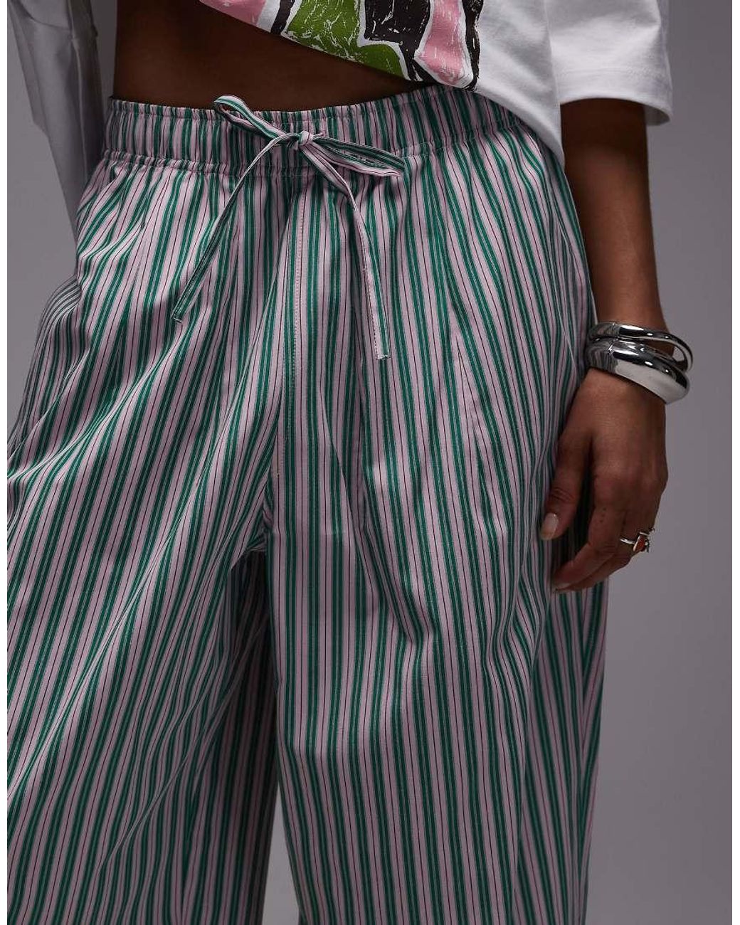 TOPSHOP Gray Poplin Pull On Wide Leg Trouser