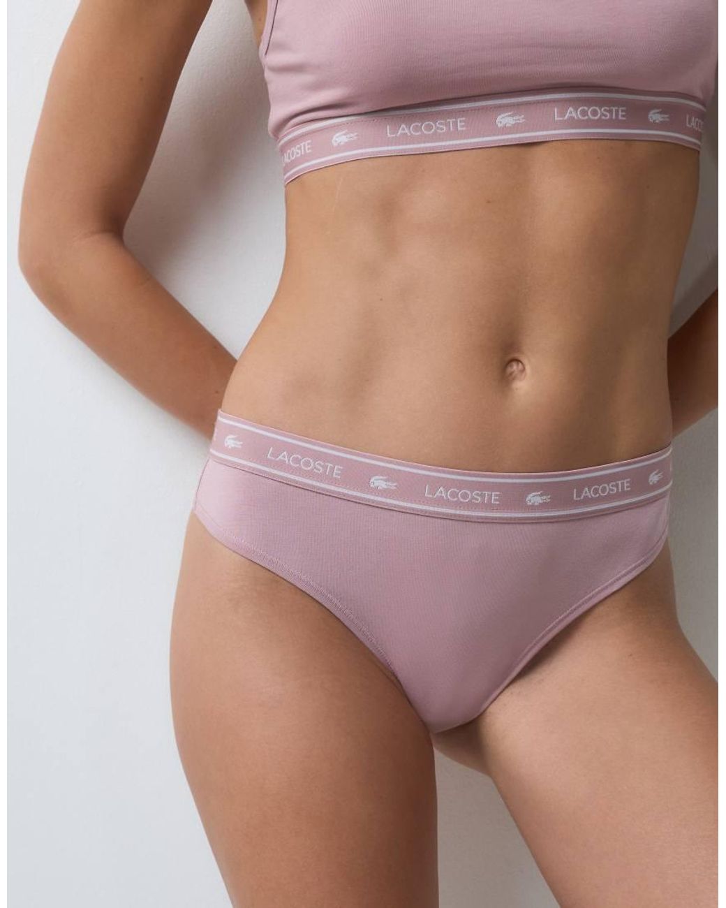 Lacoste Brown Logo Waist Stretch Cotton G-string