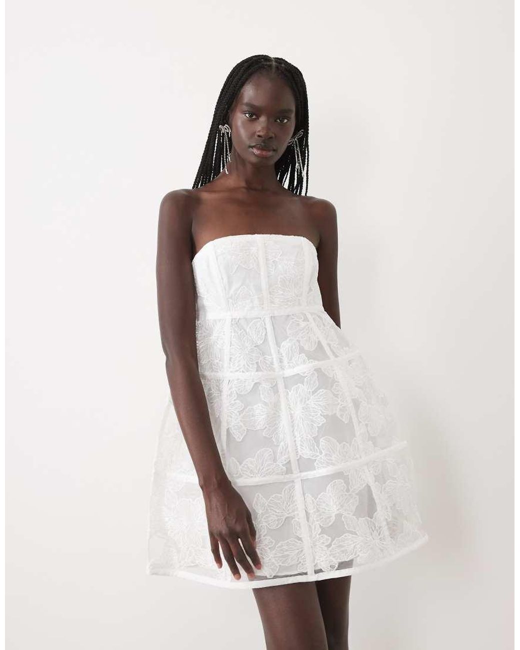 True Decadence White Bandeau Cage Mini Dress