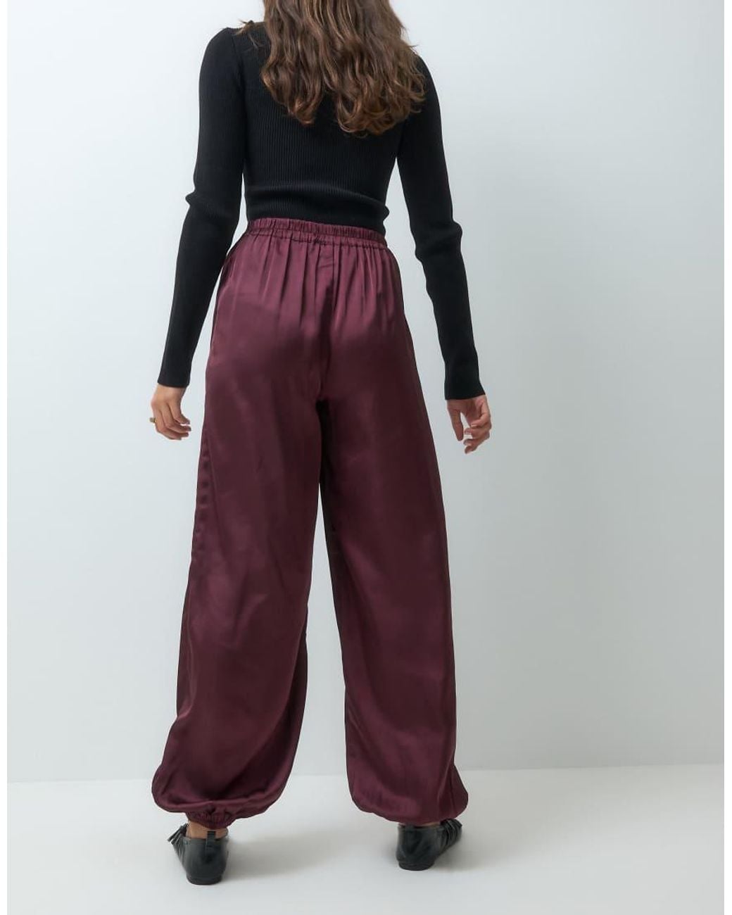 Wednesday's Girl Purple Cuffed Satin Trousers