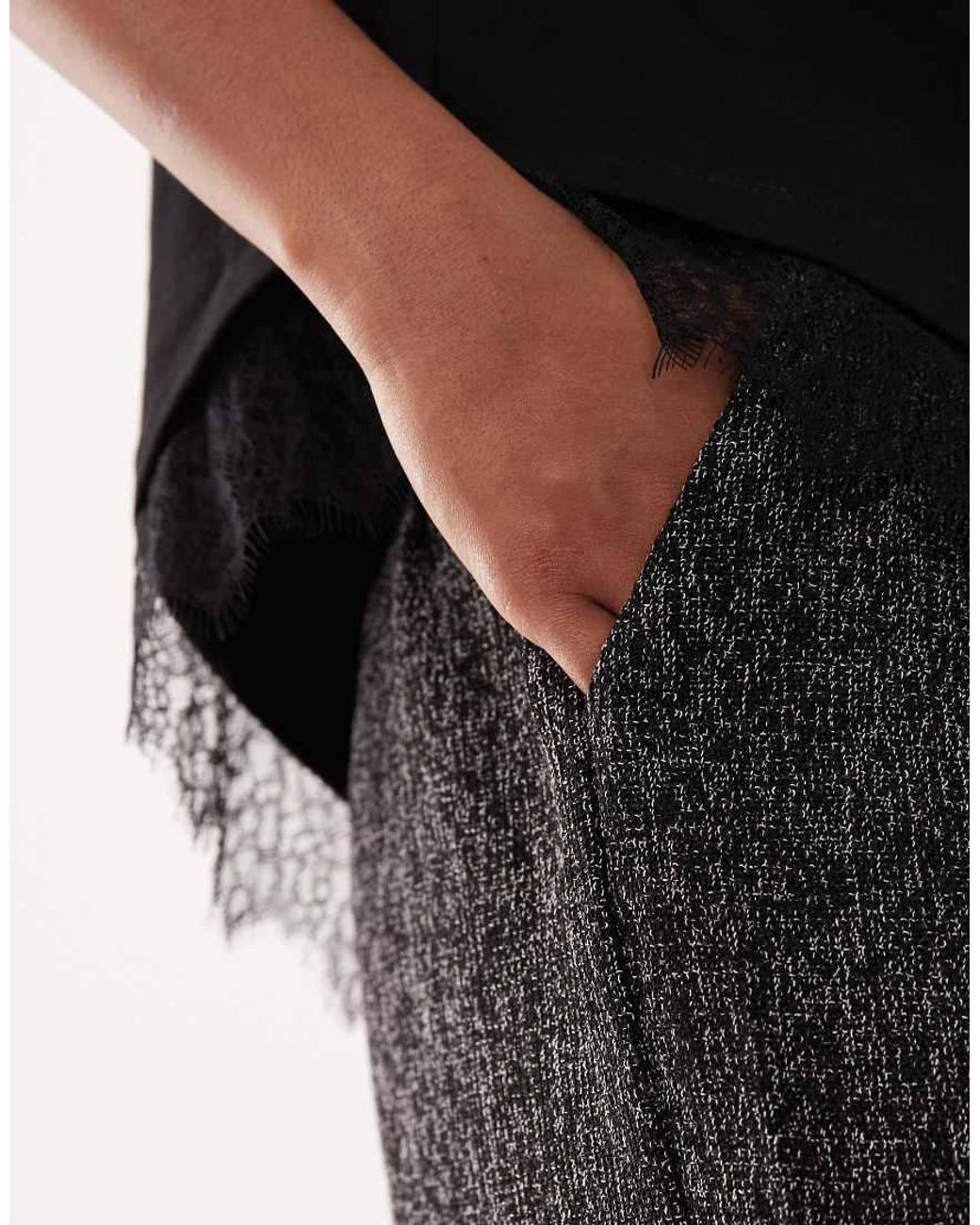 JDY Tall Black Boucle Wide Leg Trousers