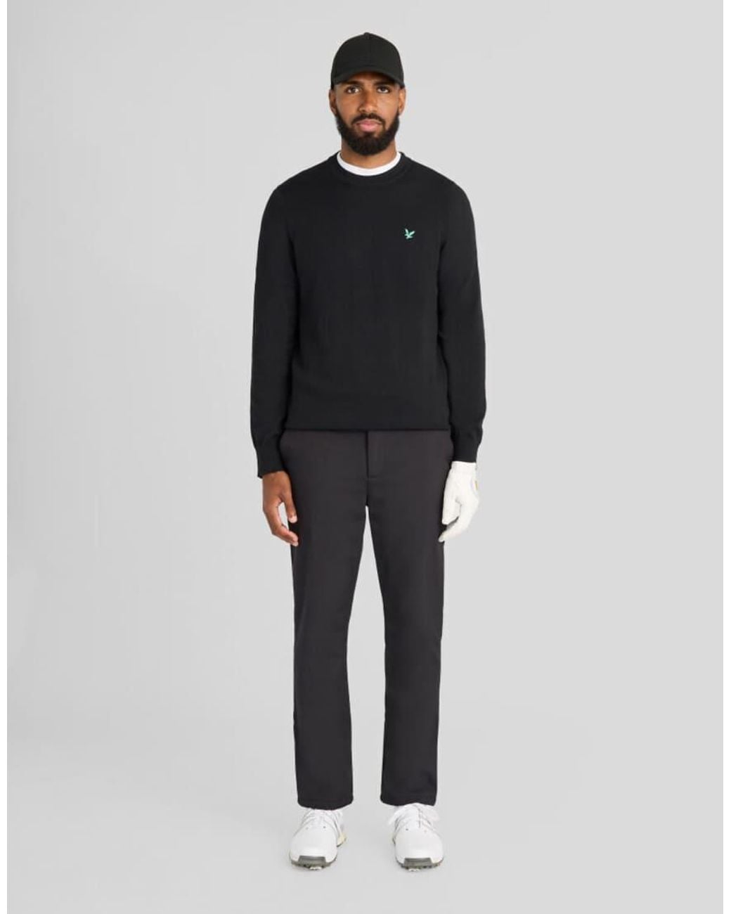 Lyle & Scott Black Mid Knits Golf Polyblend Crew Neck Pullover for men