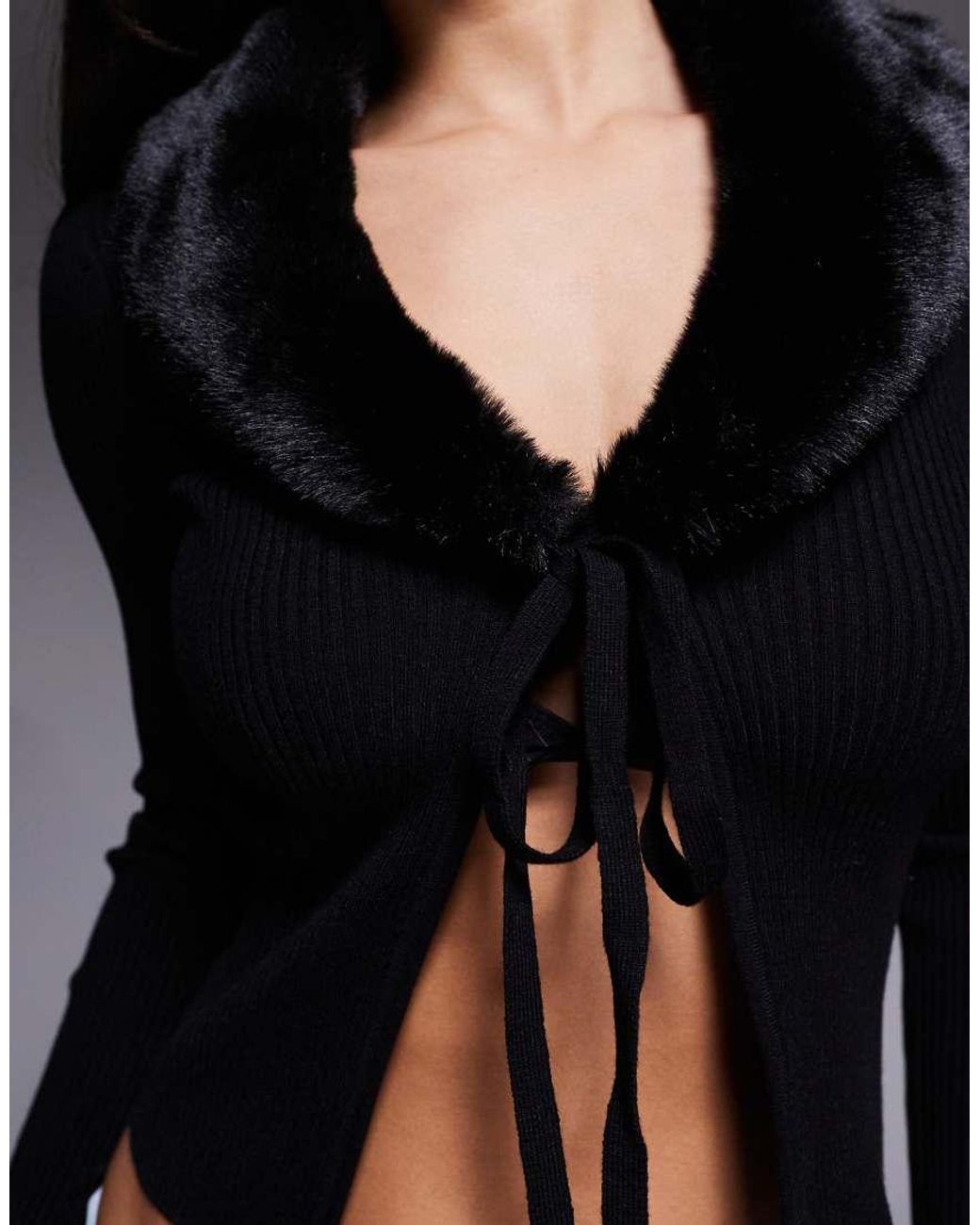 River Island Black Faux Fur Trimmed Cardigan