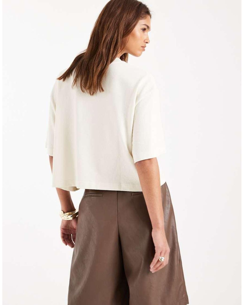 ASOS White Textured Jersey Boxy Crop T-shirt