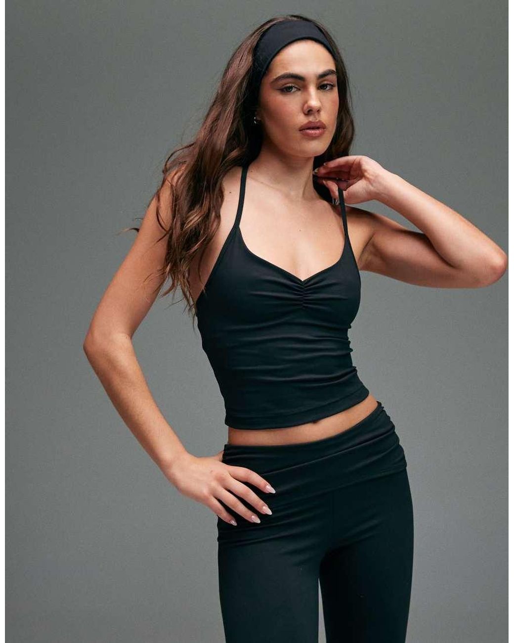 4505 Gray Ruched Front Yoga Cami