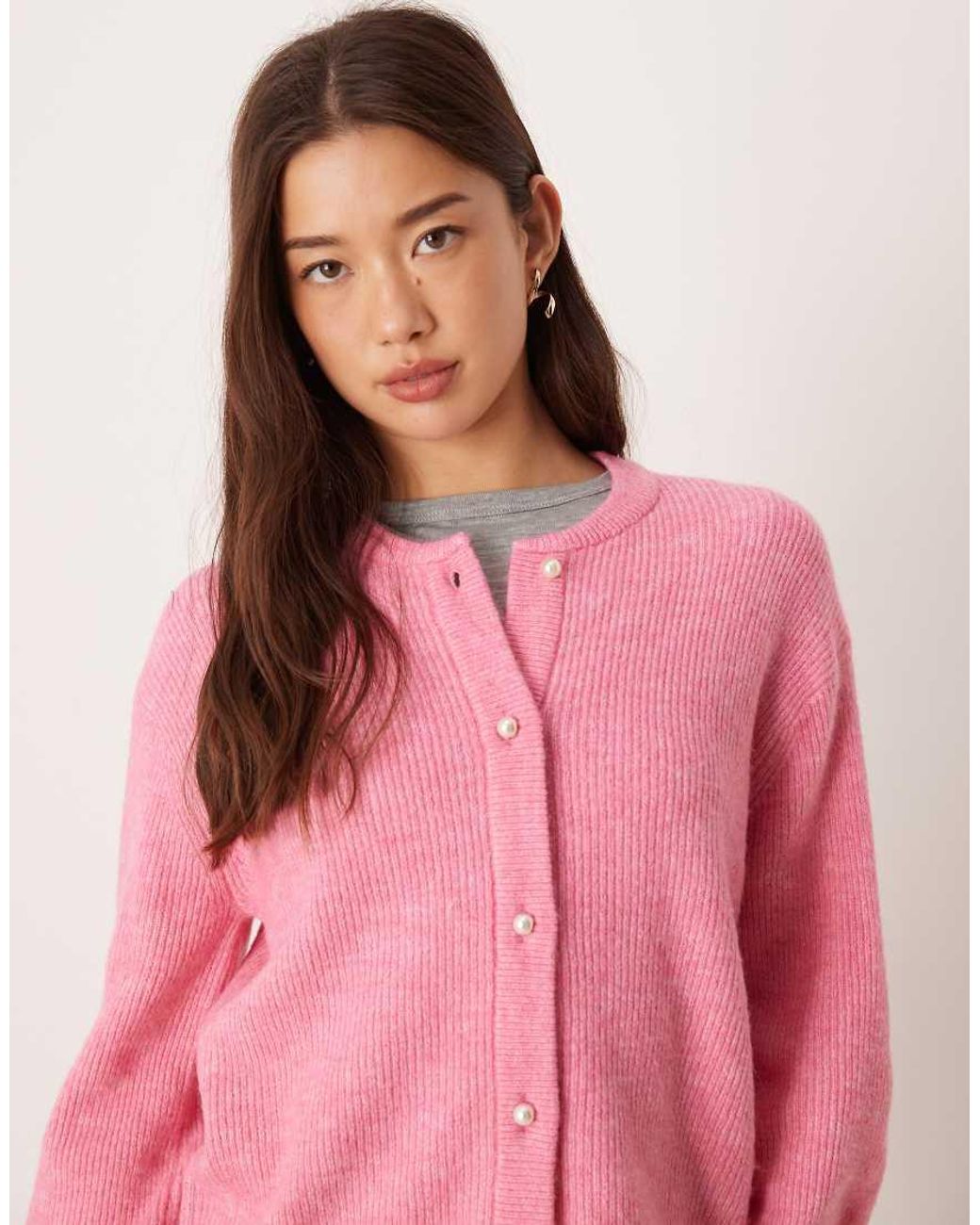 Jdy Pink Pearl Buttons Cardigan